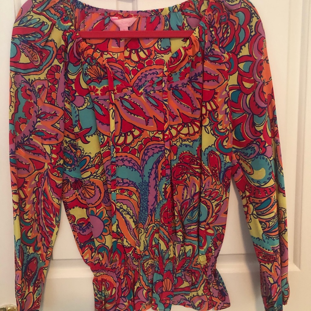 Festive Spring Lily Pulitzer Silk Blouse